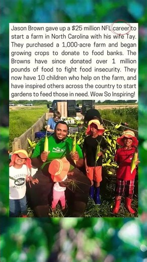 Jason Brown gave up a $25 million NFL career to start a farm in North Carolina with his wife Tay.