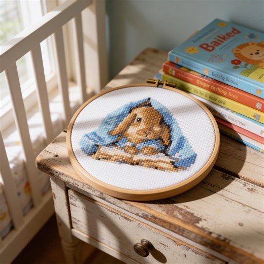 Cozy Bunny Reading Cross Stitch Pattern – Modern Embroidery Design (PDF Pattern) - Etsy