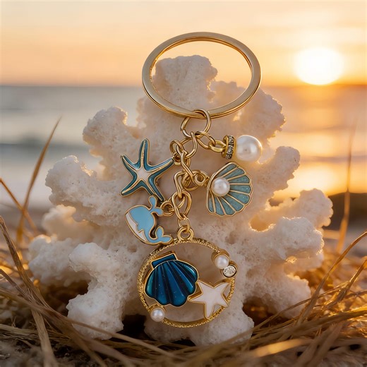 Summer Ocean Style Keychain Charm, Shell Dolphin Mermaid Alloy Pendant, Backpack Bag Decor, Holiday Gift for Her - Etsy