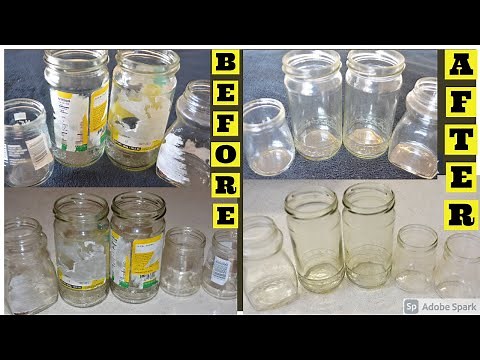 How to clean glass bottles|Remove sticky glue and labels from glass bottles in easy ways!!