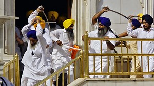Sikh sword fight at Golden Temple