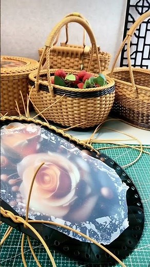 PE Rattan Weave Handle Basket with Base Step 1 #diy #handmade #craft