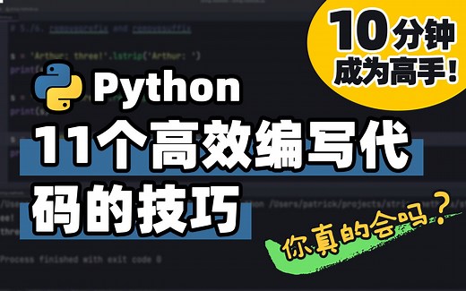 【Python】11个高效编写的技巧 | Python 基础教程 | Python 冷知识 | 十分钟高手系列