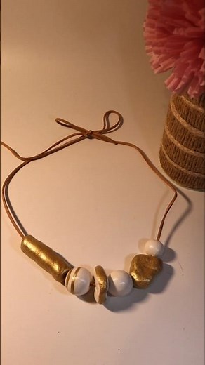 DIY Air Dry Clay Necklace | Easy & Elegant White and Gold Jewelry Tutorial