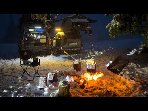 Snow wheeling & Camping in a heavy snow storm || Jeep Cherokee & Toyota 4 Runner