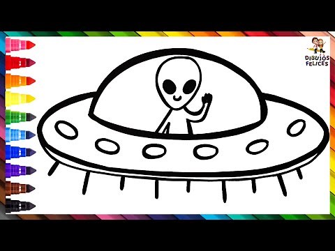 Dibuja y Colorea Un Extraterrestre En Un OVNI 👽🛸🌈 Dibujos Para Niños