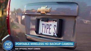 Type S True Wireless Solar Powered Smart HD Backup Camera | License Plate Frame Mount | Self-Charging | 3 Minute Installation | Universal Compatibility | 720p Night Vision