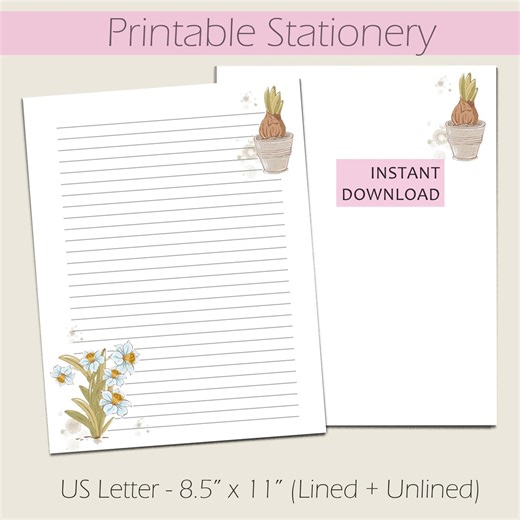 Easter Printable Stationery: Letter Writing Paper, Format US Letter 8.5 X 11, Digital Download - Etsy