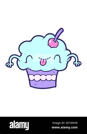 bobbing motion animation of funny cartoon cupcake design Stock Video Footage - Alamy