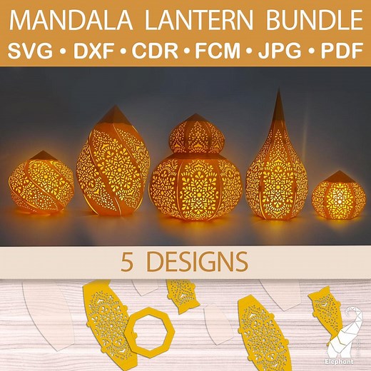 Mandala Lantern Bundle, Moroccan Paper Lantern Set Svg Files for Cricut, Paper Cut Files for Silhouette, 3D Paper Lamp Svg Digital Template - Etsy