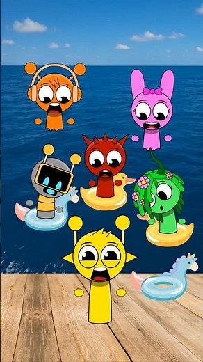 oh noo, help sprunki oren and pinki drowning in the sea #sprunki #sprunkiincredibox #animation