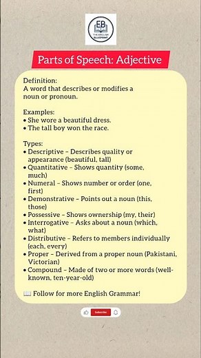 Adjective in English Grammar | Definition, Examples & Types #adjective #grammar