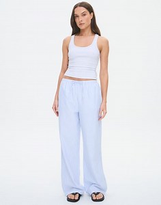 Stripe Cotton Tie Waist Relaxed Pant in Lana Spirulina Stripe | Glassons AU