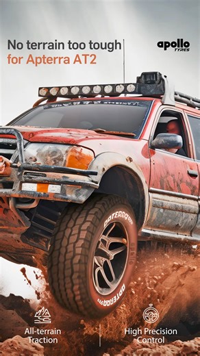 1.6M views · 1.9K reactions | The Apterra AT2 tyres are designed for those who love adventure at every turn! Enjoy the thrill of exploration like never before with tyres that provide all-terrain traction and high precision control. #ToughTyres #ToughTerrains #RoughRoads #OffRoading #ApolloTyres #GoTheDistance | Apollo Tyres | Facebook