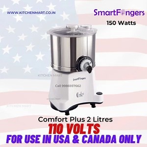 Smartfingers Comfort Plus Table Top Wet Grinder , 2 Liter, 110volts For Use In Usa & Canada Only