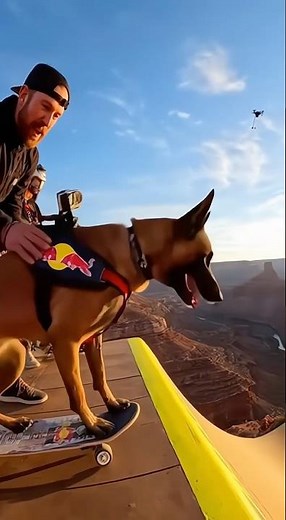 “This DOG just pulled off the most insane canyon jump ever! 🐕🛹🔥”