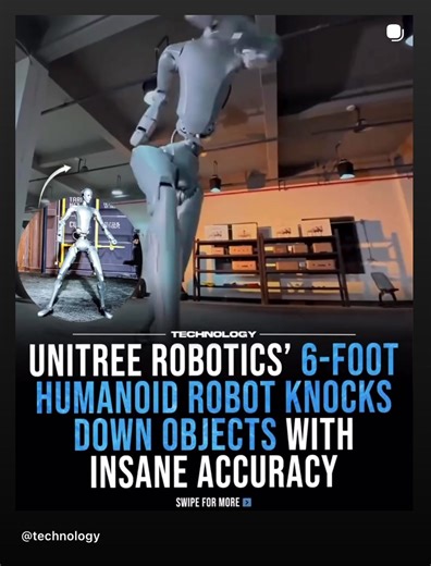 Follow for more 😎 technology Unitree Robotics has revealed new footage of its H2 humanoid robot, showcasing extreme agility, advanced control, and humanlike design, signaling rapid progress in full scale humanoid mobility research 4 Standing nearly six feet tall and weighing about seventy kilograms, H2 features thirty one degrees of freedom, joints delivering up to 360 Nm torque, new dexterous hands, and motion control software enabling backflips, flying kicks, powerful strikes, and stable land