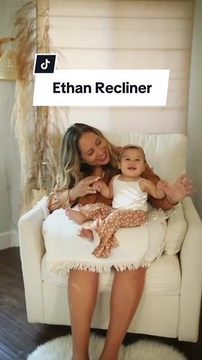 Watch @KD Lane and her little one snuggle up in the Ethan Recliner and Swivel Glider, perfect for feedings, bedtime stories, and more. 💕 #pregnanttiktok #davincibabystyle #babyroom #homedecor