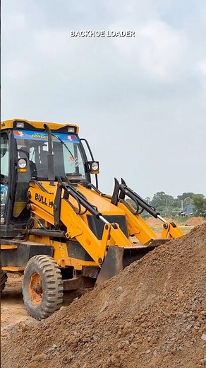 Powerful Bull Backhoe Loader Loading Heavy Soil on Site | Full Mud Lifting and Field Work Action