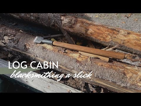 Off grid Blacksmith making tools for a small log cabin build, timber slick.