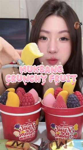 Asmr mukbang kem trái cây Mexico siêu giòn