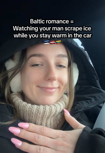 Dating in the Baltics means he battles the icy windshield while I admire his dedication from indoors. The ice in Estonia today is no joke! #eesti #eestitiktok #baltic #estonia #estonian