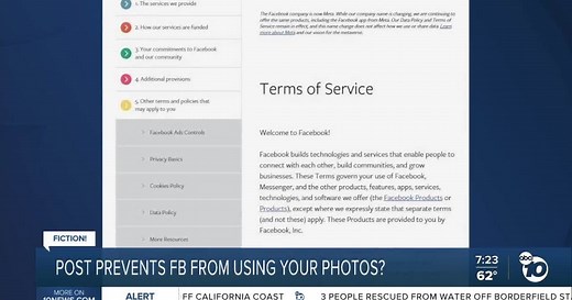 Fact or Fiction: New rule allows Facebook to use photos without permission?