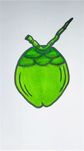 easy green coconut drawing tips and hacks #art #coconutdrawing #hack #tips #drawing #easyart #trend