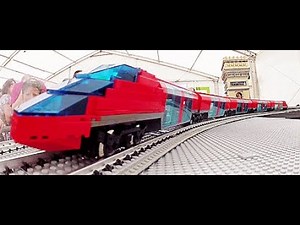 Train Lego. AGV run on LGV : world speed record. Crash. Brick expo