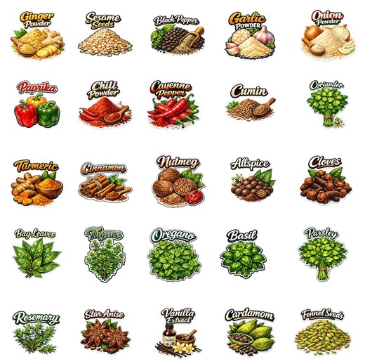 Kitchen Spice Labels Set – 30 Realistic Spice Jar Labels | Pantry Organization Stickers | Modern Kitchen Decor | Waterproof Printable Labels - Etsy Australia