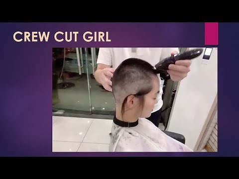 Cute Girl Cut Her Long Hair to Crew Cut Head Shave Buzz Bald Style