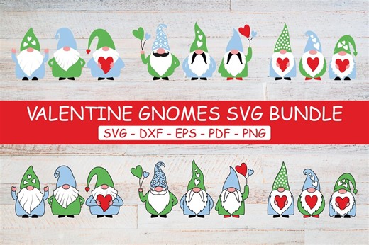 Valentines Gnome SVG Bundle: Outline Valentine's Day Gnomes Clipart (cricut & Silhouette Files) - Etsy