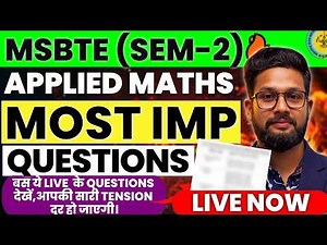 LIVE 🔴DIPLOMA (MSBTE) APPLIED MATHEMATICS | SEM-2 | MOST IMP QUESTIONS | MUST WATCH | ​