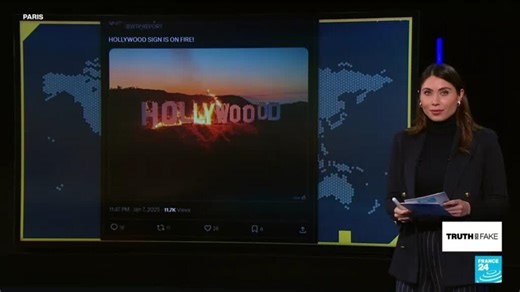No, the Hollywood sign is not on fire