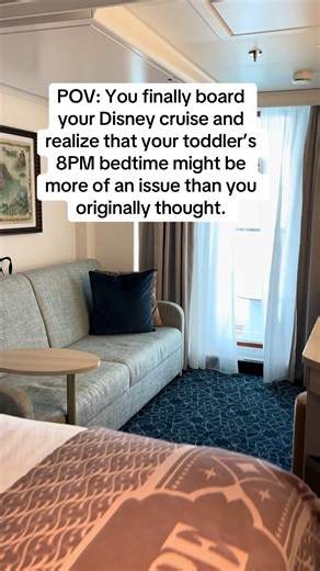 Nobody tells you what cruising with a toddler actually looks like from inside the stateroom. So here is the honest version. The cabin is small, way smaller than you think it will be when you are booking it from your living room looking at photos. Add a Pack and Play, which you need to request before you board, not after, and you have completely used up whatever floor space existed. Request a diaper genie at the same time you request the Pack and Play. Guest services can arrange it. Trust me when