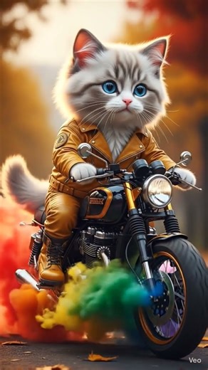 cat rider #cat #viralvideo #animallife #catlovers #bikelover #bikeride #viralshorts #aivideo
