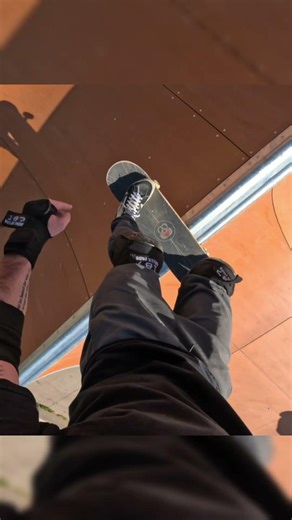 POV skateboarding the halfpipe