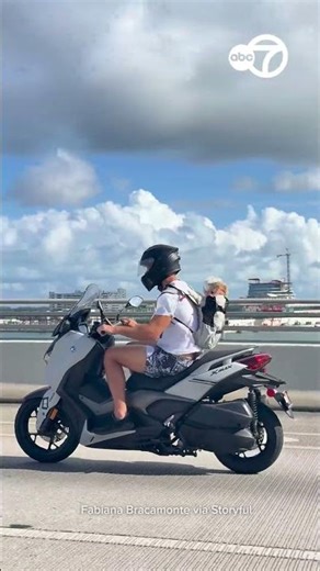 Adorable dog enjoys ride on motorcycle in Miami