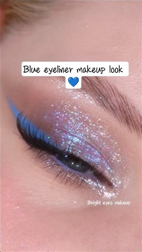 Blue eyeliner makeup look 💙😱#shorts #eyeliner