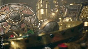 Ancient Treasures, Pots of Gold, Jewels, Gold Coins 3D Animations Rendering CGI 4K