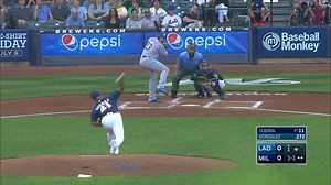 Adrian Gonzalez walks.