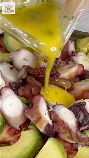 😀OCTOPUS SALAD 🐙 AVOCADO 🥑 and TOMATO 🍅👩‍🍳 with mustard and basil, you'll be a hit!