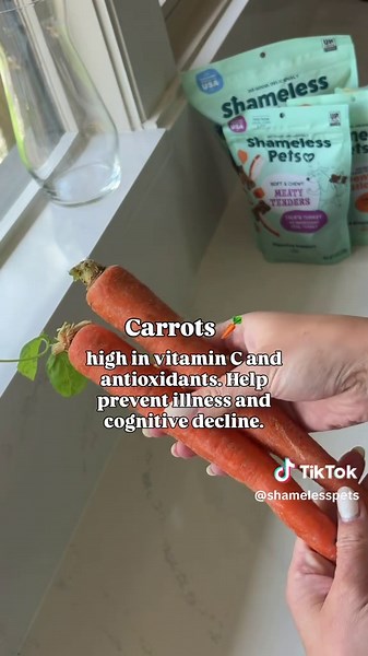 my vet just told me these foods can help dogs live longer 👀 🫐 blueberries: high in vitamin C and antioxidants — help prevent illness and cognitive decline 🍠 sweet potatoes (cooked, no skin): support digestion and packed with vitamins that keep vision sharp 🍌 bananas: high in potassium and B6 — help keep your dog’s heart healthy 🥕 carrots: great source of beta-carotene — help keep your dog’s bones strong the best part? all four are in our treats. upcycled from farms, straight to your dog’s b