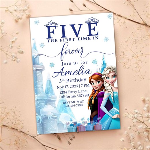 Editable Frozen Birthday Invitation Template | Party Invite Canva | Snow Party Printable | Girl Winter Birthday Card Download - Etsy