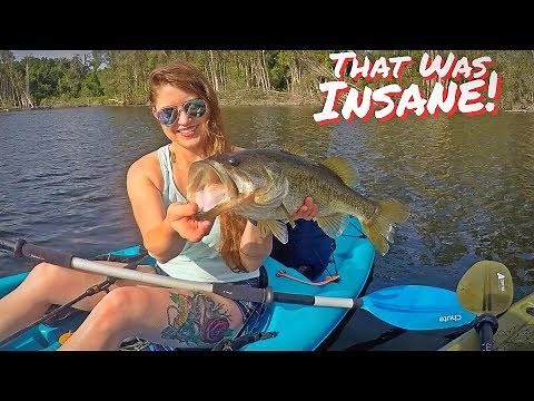 Girl Catches HUGE Bass! Kayak Fishing Trip