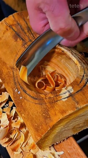 Detailed Woodworking Technique for Hollow-Carving a Cylindrical Log Using a Sharp Hand Gouge
