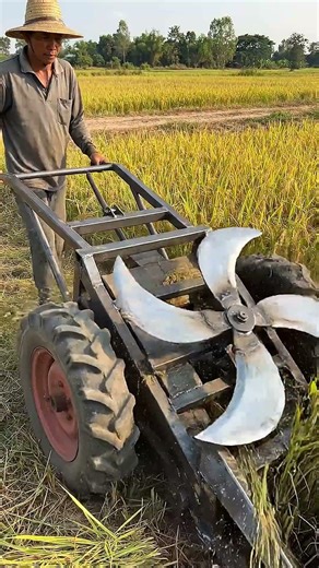 Heavy-Duty Manual Rice Cutting Machine | DIY Rotary Blade Harvester for Small Farms