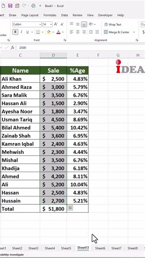 Excel Percentage Trick in Seconds | Quick Analysis Tool Shortcut (No Formula Needed!) #excel
