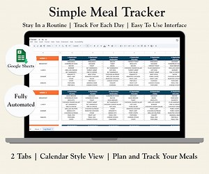 Weekly Meal Planner Google Sheets, Food Tracker, Meal Tracker, Food Journal, 7 Day Menu, Meal Planner Template Meal Prep Planner Spreadsheet - Etsy
