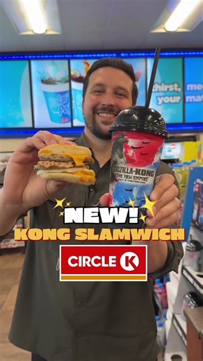 ✨ NEW! ✨ Get the new @Godzilla x Kong Kong Breakfast Slamwich only available for a limited time at @Circle K Stores! Watch Godzilla x Kong - The New Empire in theaters March 29! #eldereats #texaseats #circlek #godzillaxkong #thenewempire #americasthirststop #breakfast